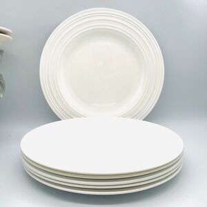 6 Mikasa Ciara Bone China Dinner Plates White Embossed Set of 6 11"